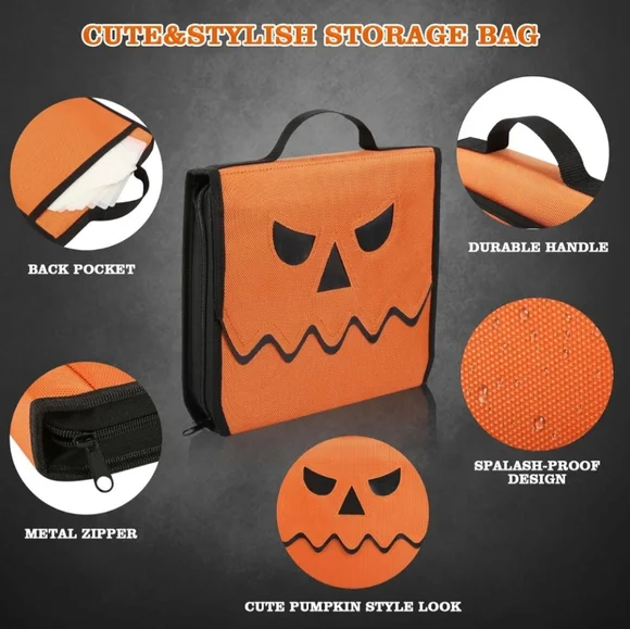 Halloween-Decorations Pumpkin Carving Kit Set with Stencils and Storage Bag - Picture 3 of 7